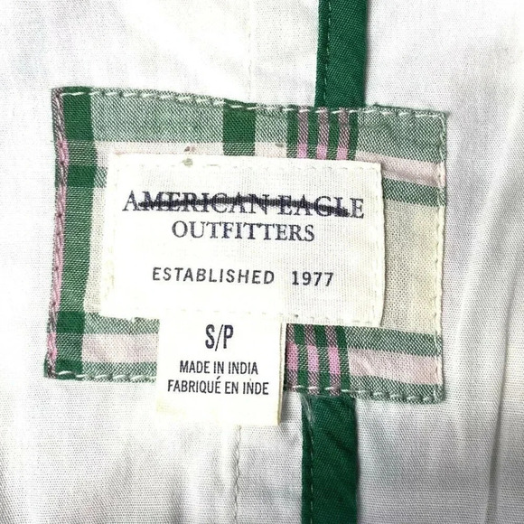 AMERICAN EAGLE Women Long Sleeve Button Down Plaid Collared Jacket Small Petite - Picture 10 of 11